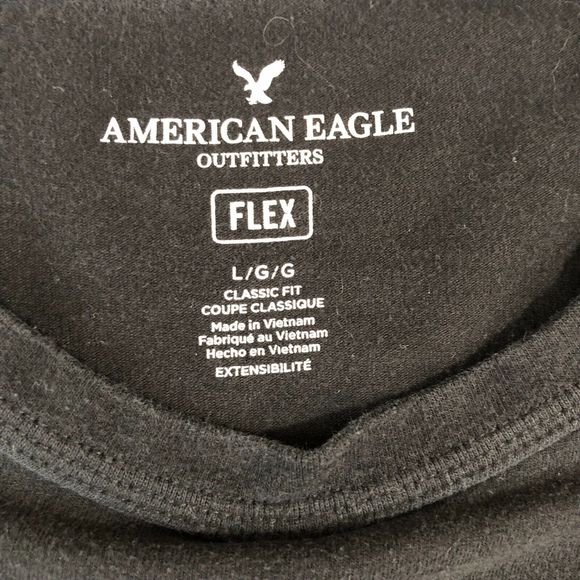 American Eagle Shirt Mens Large Gray Black Classic Fit Preppy Normcore Crew Neck - Picture 3 of 6